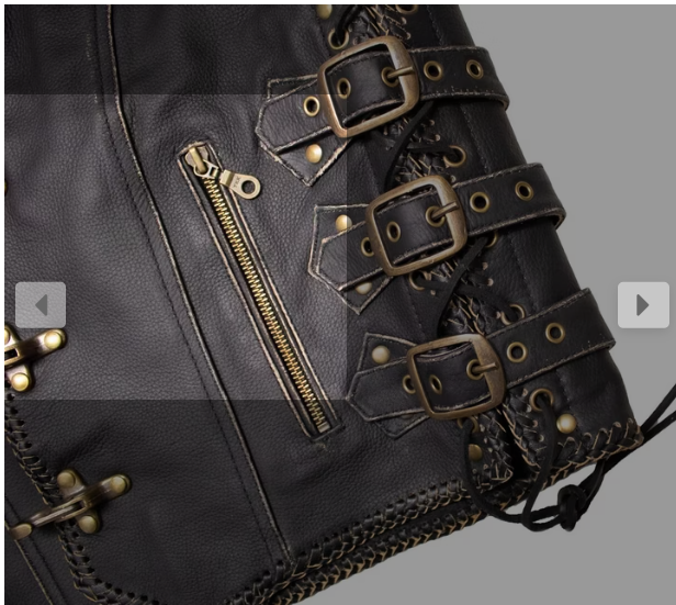 Vintage Biker Leather Vest with Brass Buckles MDM9102