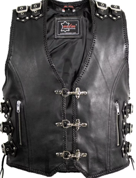 Men's Biker Buckle Leather Vest MDM9105