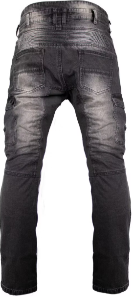 Dark grey men's biker jeans with aramid fabric MDM842