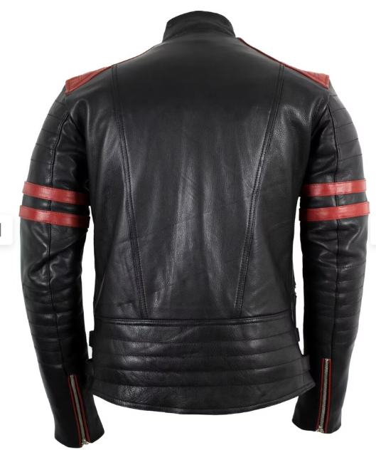 Leather Jacket Black / Red MDM102