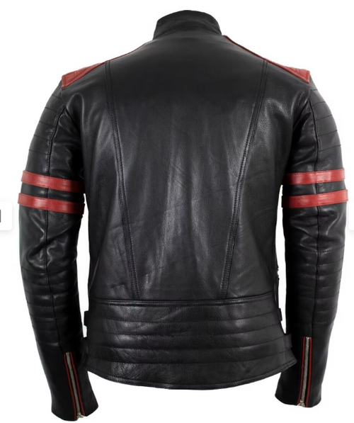 Leather Jacket Black / Red MDM102