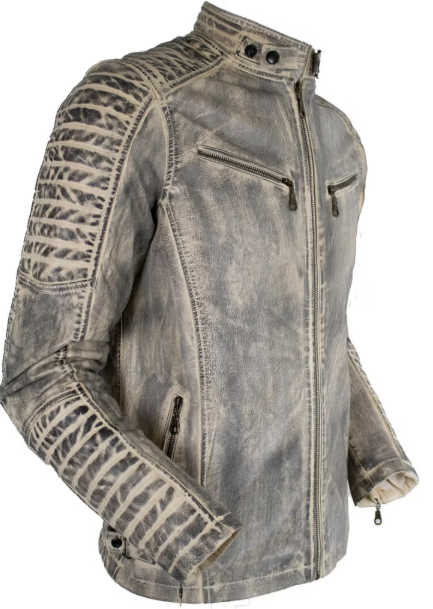 Vintage biker leather jacket slim fit MDM1016