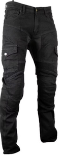 Cargo motorbike jeans with protectors in black MDM834
