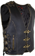 Vintage Biker Leather Vest with Brass Buckles MDM9102