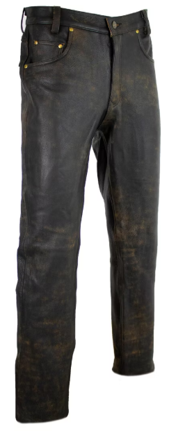 Vintage cowhide leather biker jeans MDM809