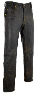 Vintage cowhide leather biker jeans MDM809