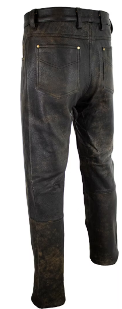 Vintage cowhide leather biker jeans MDM809