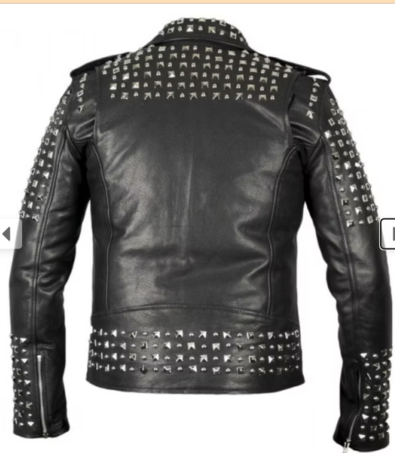 Studded Biker Leather Jacket for Men MDM159