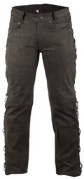 Leather trousers nubuck brown side laced MDM805