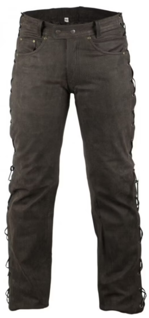 Leather trousers nubuck brown side laced MDM805