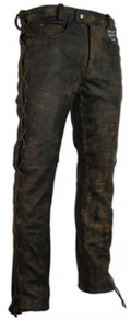 Vintage men's leather trousers laced up the side MDM811