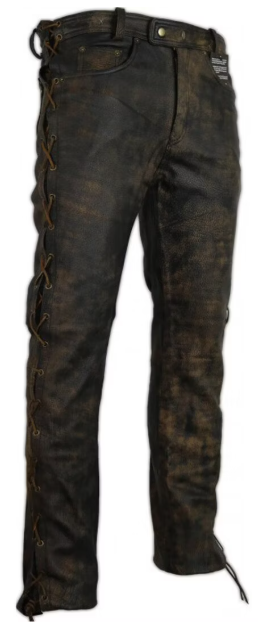 Vintage men's leather trousers laced up the side MDM811