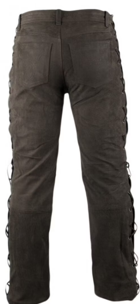 Leather trousers nubuck brown side laced MDM805