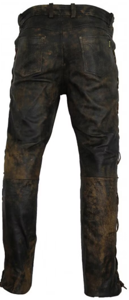 Vintage men's leather trousers laced up the side MDM811