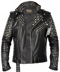 Studded Biker Leather Jacket for Men MDM159